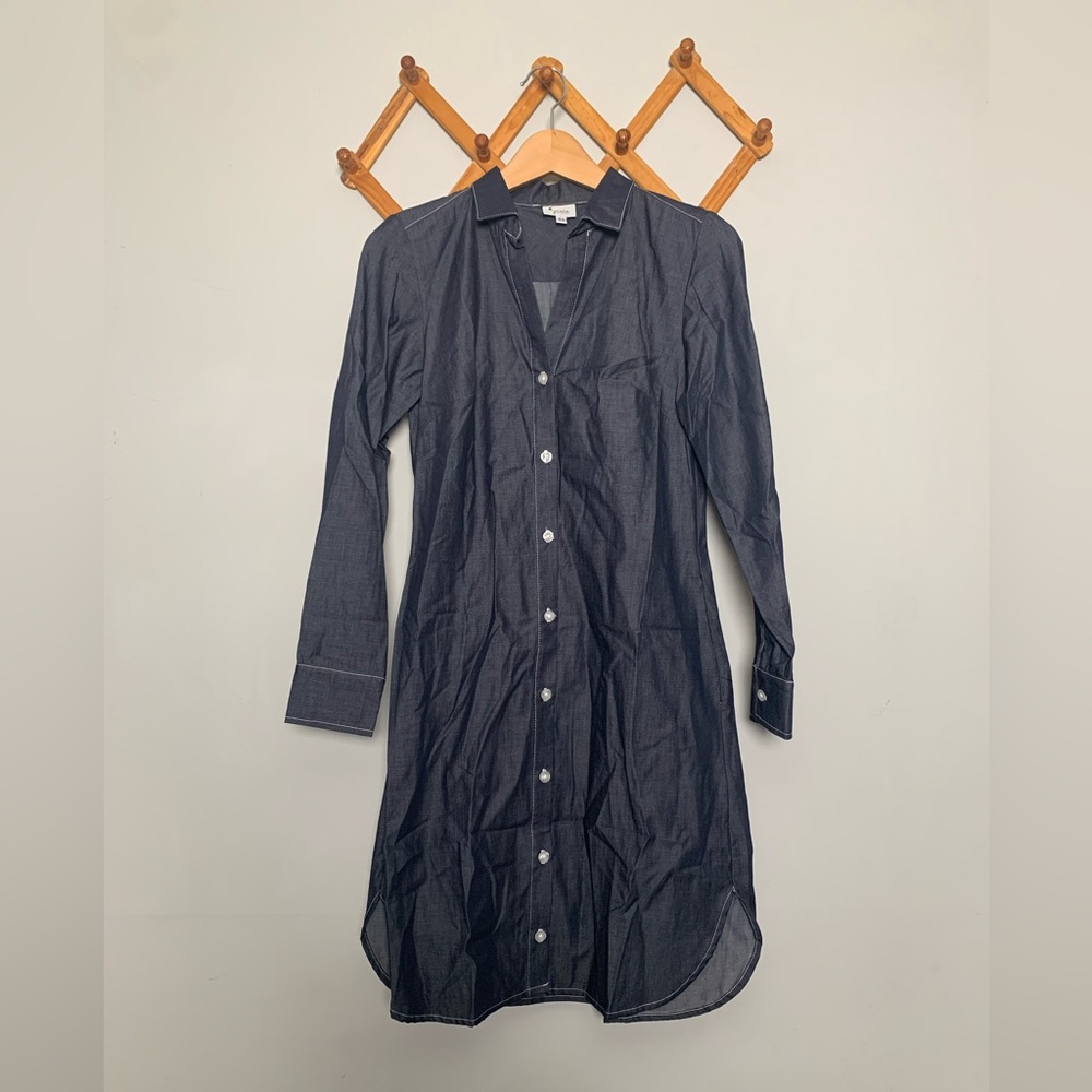 NWOT Pixie City to Sea Blue Chambray Cotton Sea Island Shirt Dress SZ XS